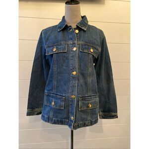 Michael Kors Dark Blue Jean Jacket with Gold Buttons Size Medium M